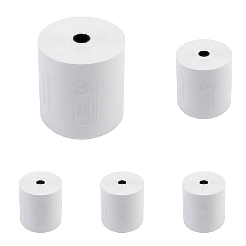 Exacompta - Réf. 43817E - Carton de 10 bobines pour tickets de caisse - largeur 80 mm x diamètre 72 mm - mandrin 12 mm - 1 pli thermique 48g/m² sans BpA - Métrage (+ ou - 2m) : 76 m - Blanc (Lot de 5)