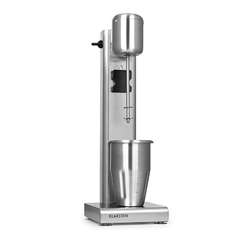 Klarstein Kraftpaket Pro - Mixeur à boisson professionnel, Puissance de 80W, Milkshakes, shakes protéinés ou cocktails, Capacité de 1 litre, 2 vitesses de 15 000 et 20 000tpm, Pieds stables, Argent