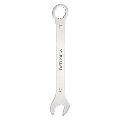 QUARKZMAN Clé Combinée Fine Métrique 17mm Acier Inoxydable Ton Argenté | Torx Extrémité Boîte Décalage 15 Degrés Extrémité Ouverte