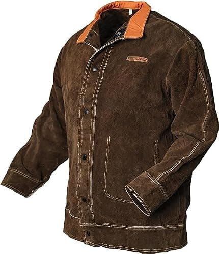 YESWELDER Veste de Soudeur en Cuir Robuste | Manteau ignifuge, résistant aux hautes températures, Protection optimale, coupe unisexe pour homme et femme