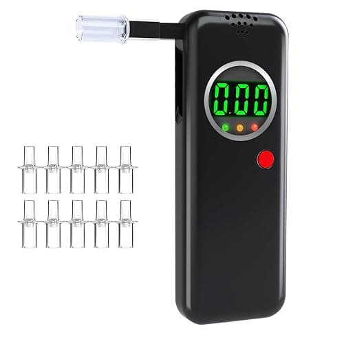 Ethylotest Electronique Écran LCD avec 10 Embouts | Portable Etiloteste avec Mémoire pour Usage Test Person Professionnel Domicile
