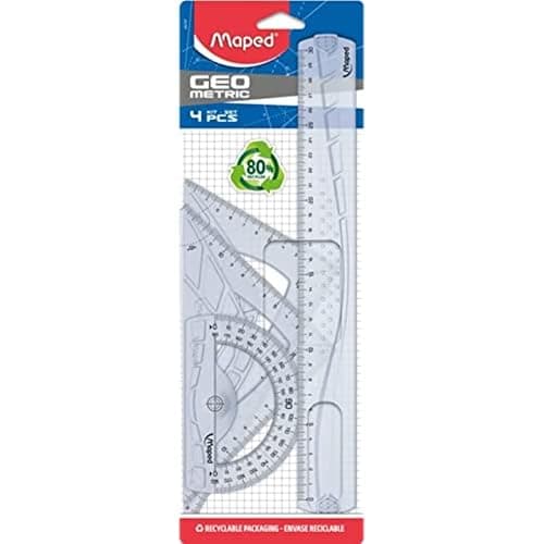 Maped - Kit Géométrie 4 en 1 - règle 30 cm + Équerre