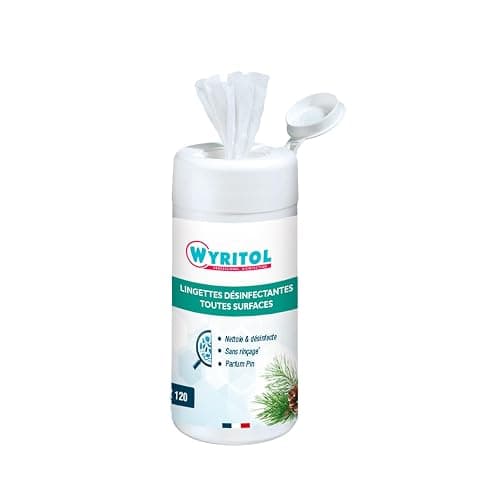WYRITOL - Lingette désinfectante surfaces - nettoie et désinfecte - Sans rinçage - Usage unique - Multi usages - 120 pièces- Fabrication Française