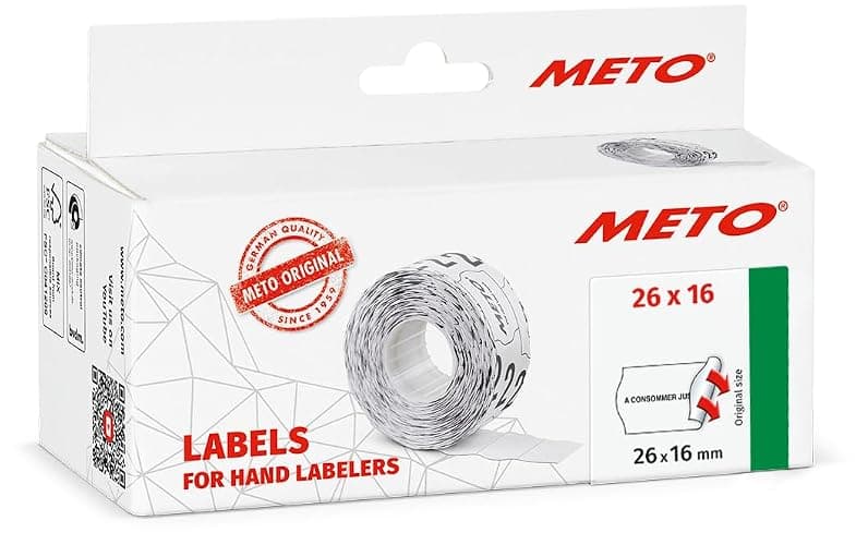 Meto Étiquettes d'étiquetage de prix – Préimpression « A consommer au » (26 x 16 mm, 2 lignes, 6 000 étiquettes de prix, blanches, permanentes)