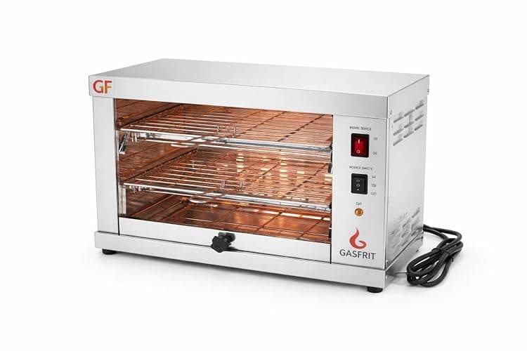 Gasfrit Grille-pain électrique industriel à quartz 2 étages, 3000 W, acier inoxydable, grille et plateau ramasse-miettes amovibles, usage professionnel hôtellerie