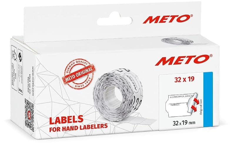 Meto Étiquettes de prix pré-imprimées « A consommer jusqu'au/fabriqué le » (32 x 19 mm, 2 lignes, 5 000 étiquettes de prix, blanches, permanentes)