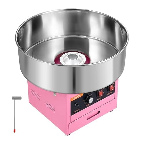 VEVOR Machine à Barbe à Papa Professionnelle, 1000 W, De Comptoir, Rose | Pour Sucre Filé, Maison Fêtes Foraines Anniversaires, Cuve en Inox de 52 cm, Appareil à Barbe à Papa avec Cuillère à Sucre