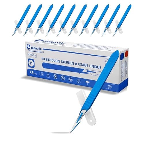 Scalpel Chirurgical Stérile Lame 11 – Modélisme Découpe Précision – x10 | Lame à pointe fine – scrapbooking – maquette – loisirs créatifs – bistouri podologue verrue – jetable usage unique