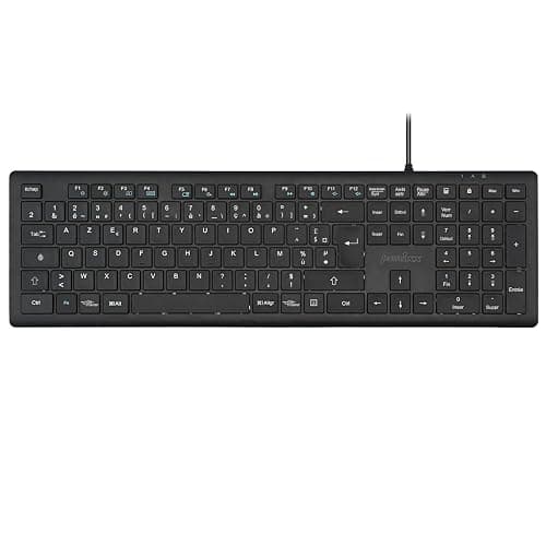 Perixx PERIBOARD-210, Clavier Pleine Taille - Connexion USB-A, Agencement AZERTY Français - Noir