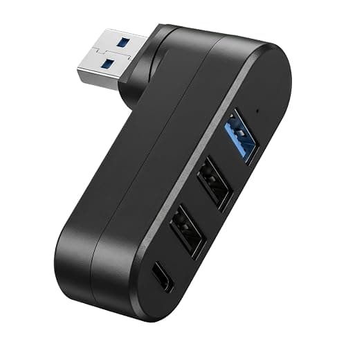 Hub USB 3.0 Rotatif, Hub Pivotant 90 180 Degrés 4 Ports, Adaptateur USB 3.0 Haute Vitesse 2 Ports USB 2.0 et 1 Port Type C, Extension Compacte Ordinateur Portable PC MacBook Accessoires Informatique