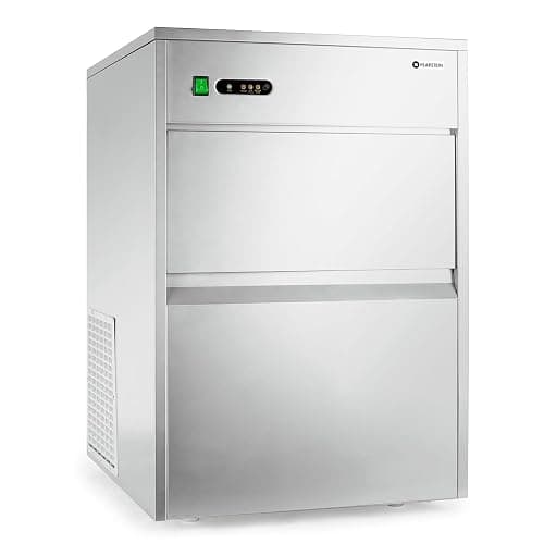 Klarstein Machine à Glaçons - Machine à Glaçons Pro pour Transparents, Usage Domestique & Professionnel, Silencieuse avec Bac à 260 W, 50 kg/Jour, Argent