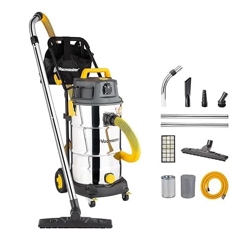 Vacmaster 1600W Industriel Aspirateur Eau et poussière sans Sac Atelier | Sans sac, filtre HEPA 13, Filtration Acier Inoxydable Aspirateur Sec et Humide