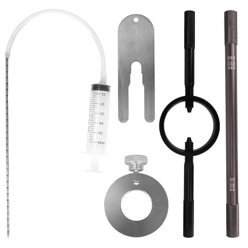 Fukaisu Kit de Service Fourche Moto, Professionnel Outil Niveau d'Huile Fourche Compresseur Ressort & Aide à la Purge Tige d'Amortisseur Set de Maintenance pour Réparation Moto & Bricolage