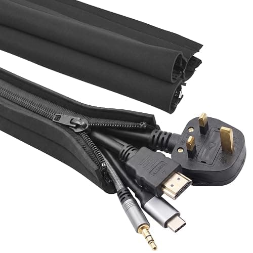 YOSH Cache Câble, Câble Gaine [Lot de 4, 48cm] Passe Câble Bureau, Boite Cache Câble, Gaine Câble Informatique, Flexible Organisateur de Fil Electriques TV Ordinateur USB Audio Vidéo Boîte etc.