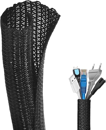 Flintronic Gaine Cable Informatique, 3 Mètre Φ25-39mm Gaines de Câbles Ajustable, Protecteur de Cordon, Manchon de Câble Gaine Bureau pour Ordinateur/Automobile TV/Ordinateur/PC/USB/Audio