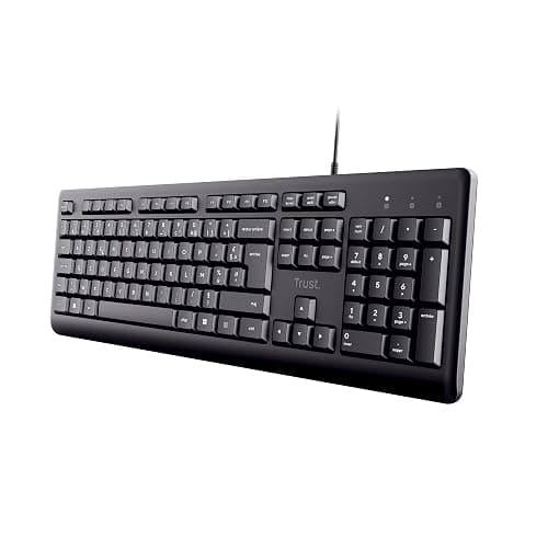 Trust Taro Clavier Filaire USB AZERTY Français, Touches Plates, Noir | Résistant aux Éclaboussures, Silencieux, Câble USB de 1.8 m, Clavier PC Portable Ordinateur Windows Mac