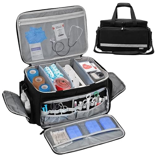 LEFOR·Z Sac de Fournitures médicales,Sac de Premiers intervenants,Trousse de Secours Vide avec séparateurs Amovibles pour Soins de santé à Domicile,Visite hospitalière,Voyage ou événement d'urgence