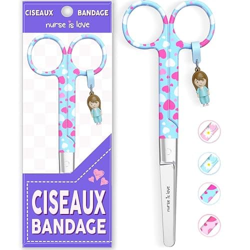 Mayo Ciseaux infirmiere, ciseaux infirmier bout rond | infirmiere accessoires avec motifs uniques à pansement compressif | lames aiguisées inox | idéal trousse de secours