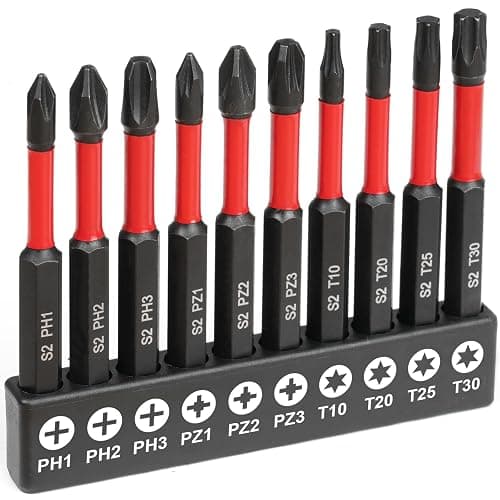 flintronic Set de 10 embouts Pozi en acier S2, Jeu de Embouts Tournevis Torx Professionnels, tiges hexagonales 1/4", 10 embouts 70 mm sans trous, PH1 PH2 PH3 PZ1 PZ2, PZ3 T10 T20 T25 T30