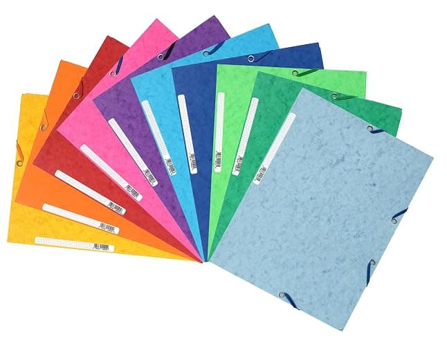 Exacompta 10 Chemises à Élastiques 3 Rabats Carte Lustrée 400g/m² Assorties