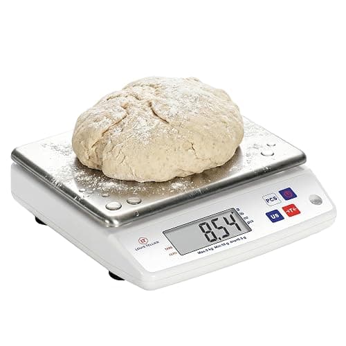 Louis Tellier - Balance cuisine professionnelle électronique 5kg/0,5g IP53 | Précision 0,5g, plateau inox amovible 22x16,5cm ; tare, comptage pièces, kg/lb/oz/pcs ; IP53, 3 piles fournies, témoin usure