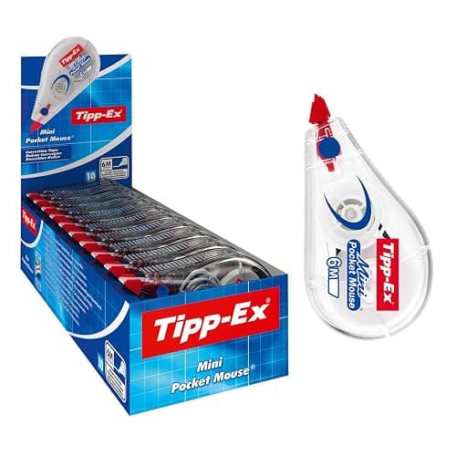 Tipp-Ex Mini Pocket Mouse | Ruban Correcteur Ultra-Résistant | Application Fluide & Précise | Format Compact & Pratique | Lot de 10 - 6m x 5mm