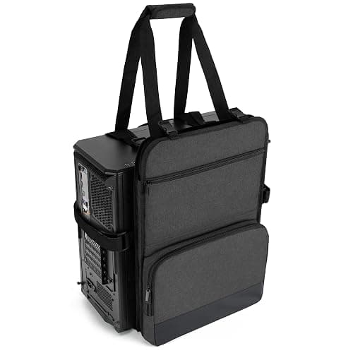 Trunab Sac Ordinateur de Bureau avec Poignée et Poches pour Accessoires Informatiques, Idéal pour le Déplacement - Noir