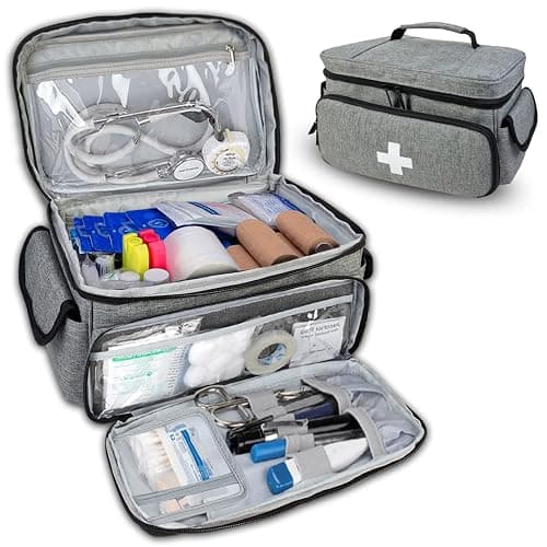 Boczif Trousse de Secours Vide Étanche, First Aid Kit Vide (Gris) | Grande Sac de Médecine, Trousse de Secours Convient pour la Maison, Pharmacie, Voyage, Hôpital