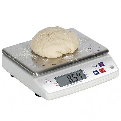 Louis Tellier - Balance cuisine professionnelle électronique 10kg/1g IP53 | Précision 1g, plateau inox amovible 22x16,5cm ; tare, comptage pièces, kg/lb/oz/pcs ; IP53, 3 piles fournies, témoin usure
