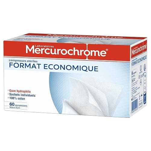 MERCUROCHROME Compresses Stériles Format Economique MAXI - 60 unités