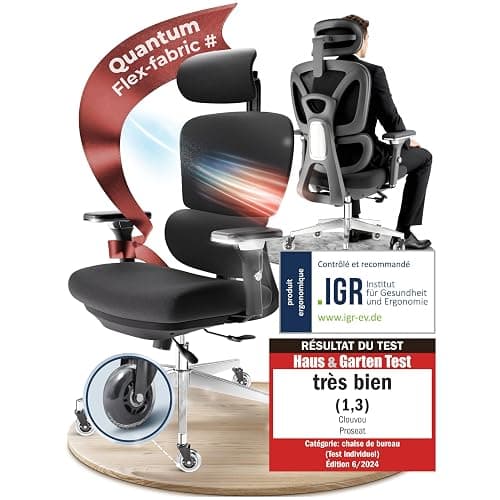 CLOUVOU Chaise de Bureau Ergonomique ProSeat [Élue N°1] Office Chair | Fauteuil Ergonomique | Chaise Gaming | Assise Confortable | Charge Maximale 150 kg | Siège Réglable Professionnel Télétravail