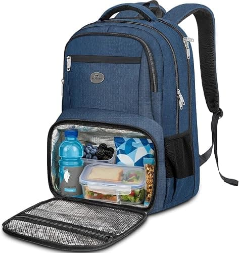 MATEIN Sac a Dos Ordinateur avec Isotherme Repas, Sac à Dos Portable 17" | PC Ordinateur Lunch Box Sac a Dos Isotherme TSA Pour Homme Femme Voyage Collège Affaire Scolaire,Bleu