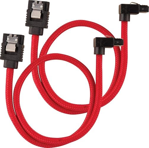 Corsair Câble SATA gainé Premium - SATA 6Gbps 30 cm, connecteur à 90°, Rouge