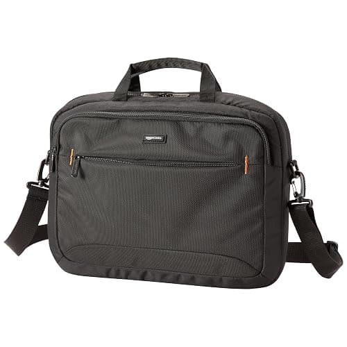 Amazon Basics Sac à bandoulière Compact pour Ordinateur Portable avec Poches de Rangement pour Accessoires (15,6 Pouces - 40 cm) Noir, 1 unité
