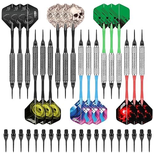 CyeeLife Lot de 18 fléchettes Souples avec Pointe en Plastique pour Cible de fléchettes électroniques, fléchettes Souples Professionnelles