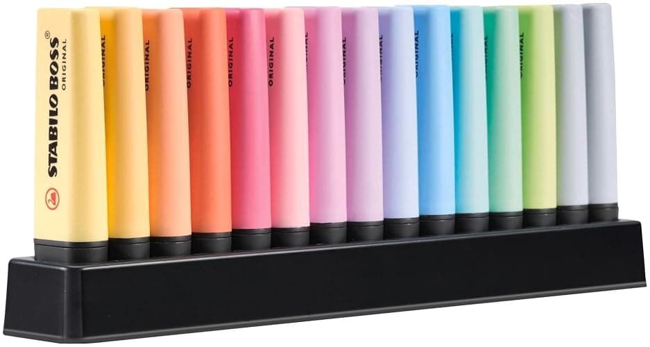 STABILO BOSS ORIGINAL Pastel - Surligneur - Set de bureau x 15 surligneurs Pastel